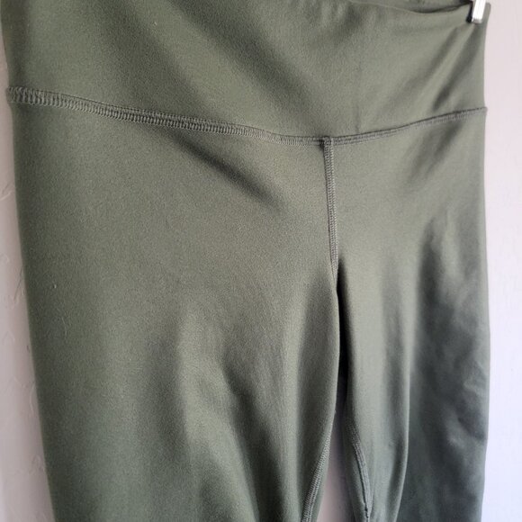 ALO Yoga Idol Ruched Leggings SMALL Women Olive Green Jungle Glossy Athleisure - Picture 2 of 8